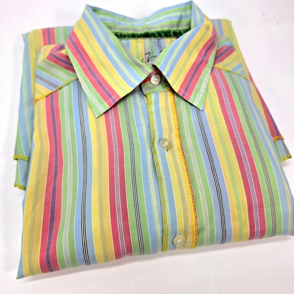 Arnold Zimberg Hollywood Other - Arnold Zimberg Hollywood Mens Medium Multicolor Striped Button Up Shirt Retro Co